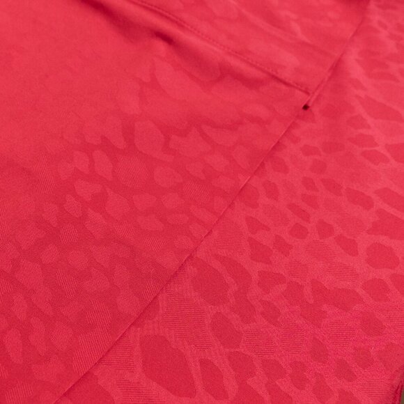 Athleta Urbanite Textured Top Red Long Sleeve Button Down Blouse Cheetah Print - Picture 11 of 14